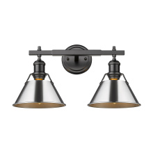Golden 3306-BA2 BLK-CH - Yep by Golden Lighting Orwell 2-light Vanity in Matte Black and Chrome shade